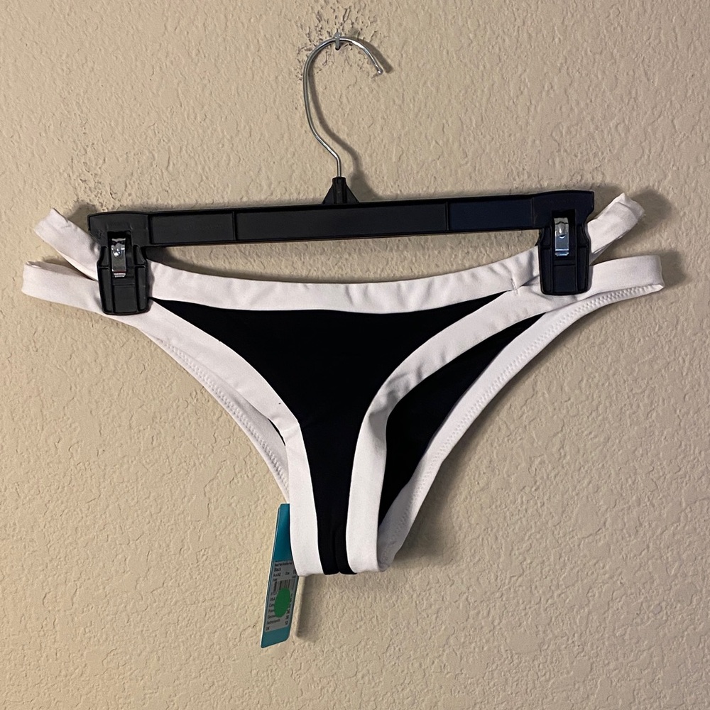 Seafolly Black and White Strappy Bikini Bottom